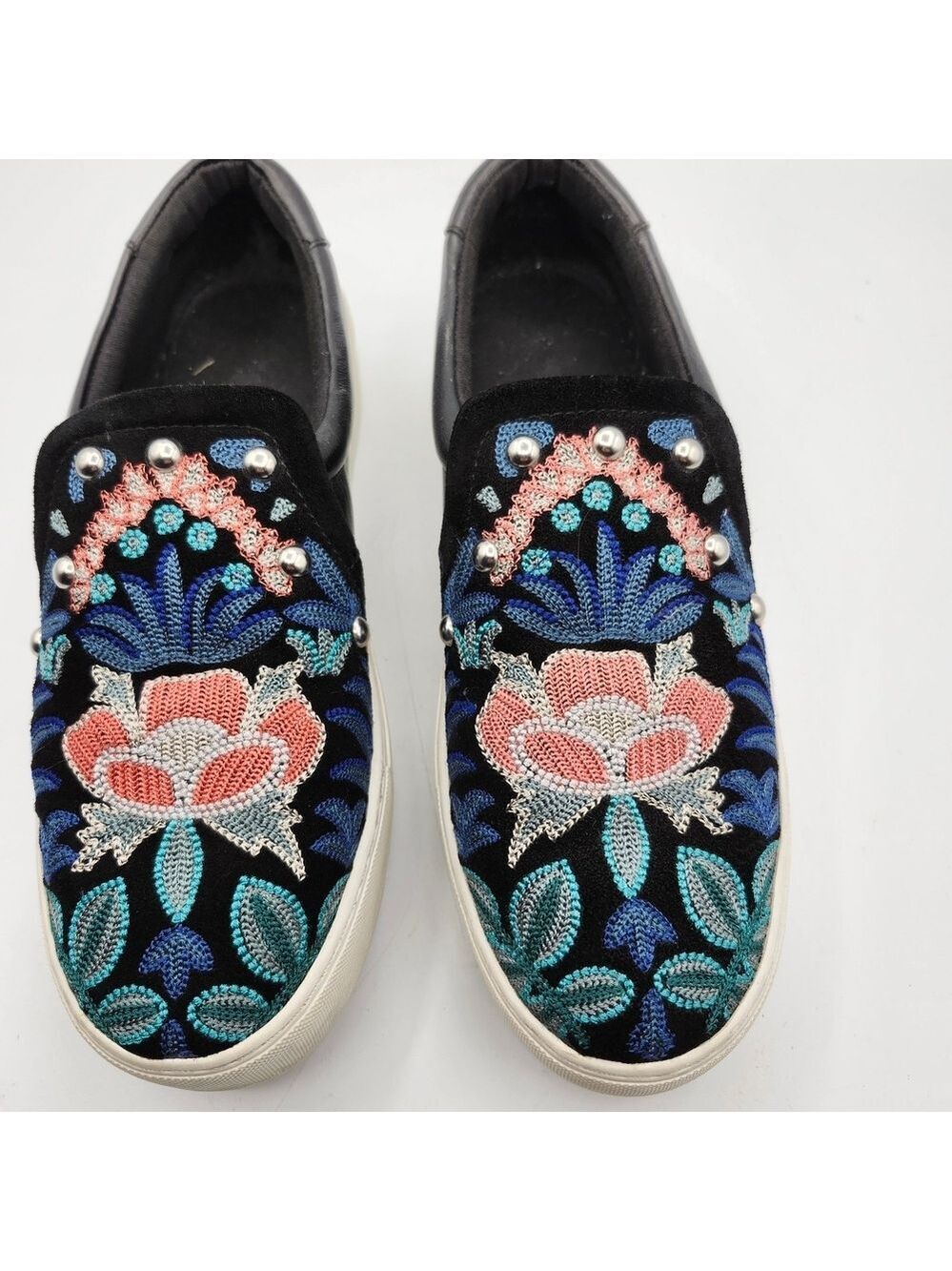 Rebecca Minkoff Black Sneakers with Floral Embroidery